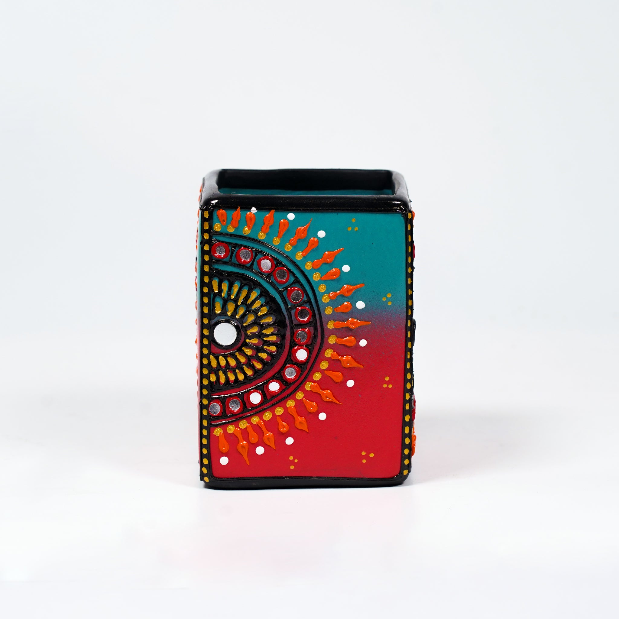 Handcrafted Terracotta Pen Holder – Mandala Design