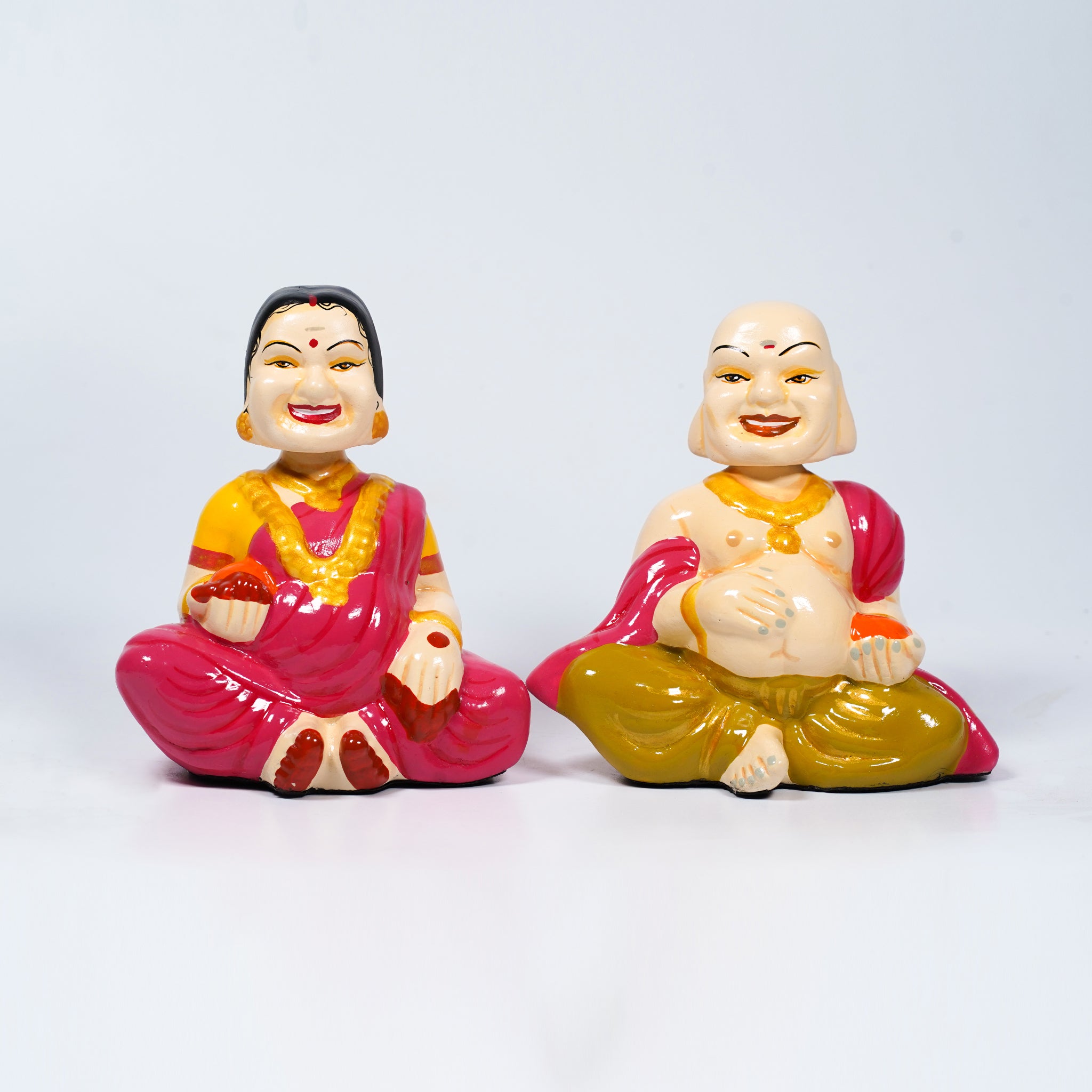 Handmade Clay Chettiar Pair – Festive Ethnic Showpiece