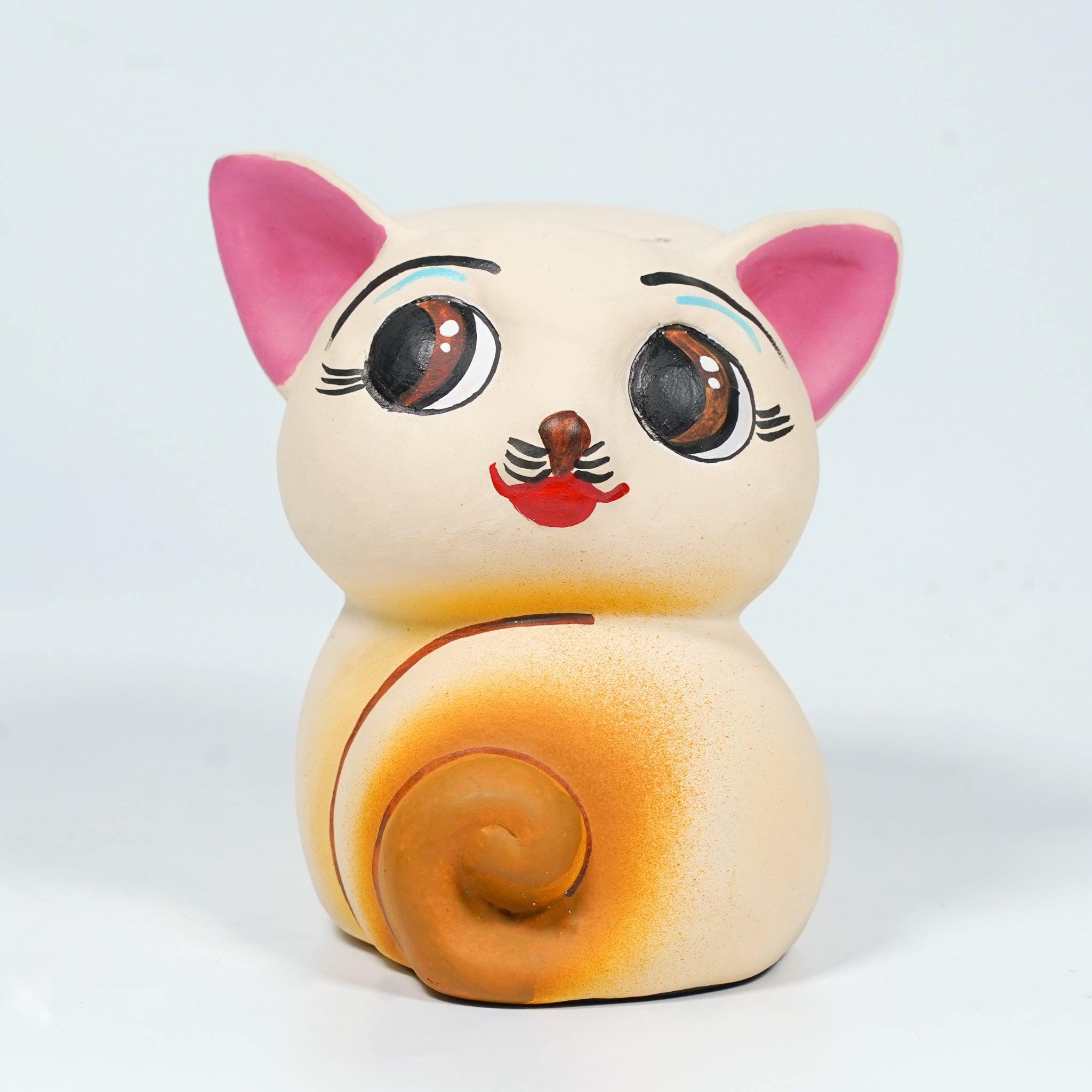 Cute Cat Ceramic Coin Bank – Handcrafted Clay Piggy Bank for Kids