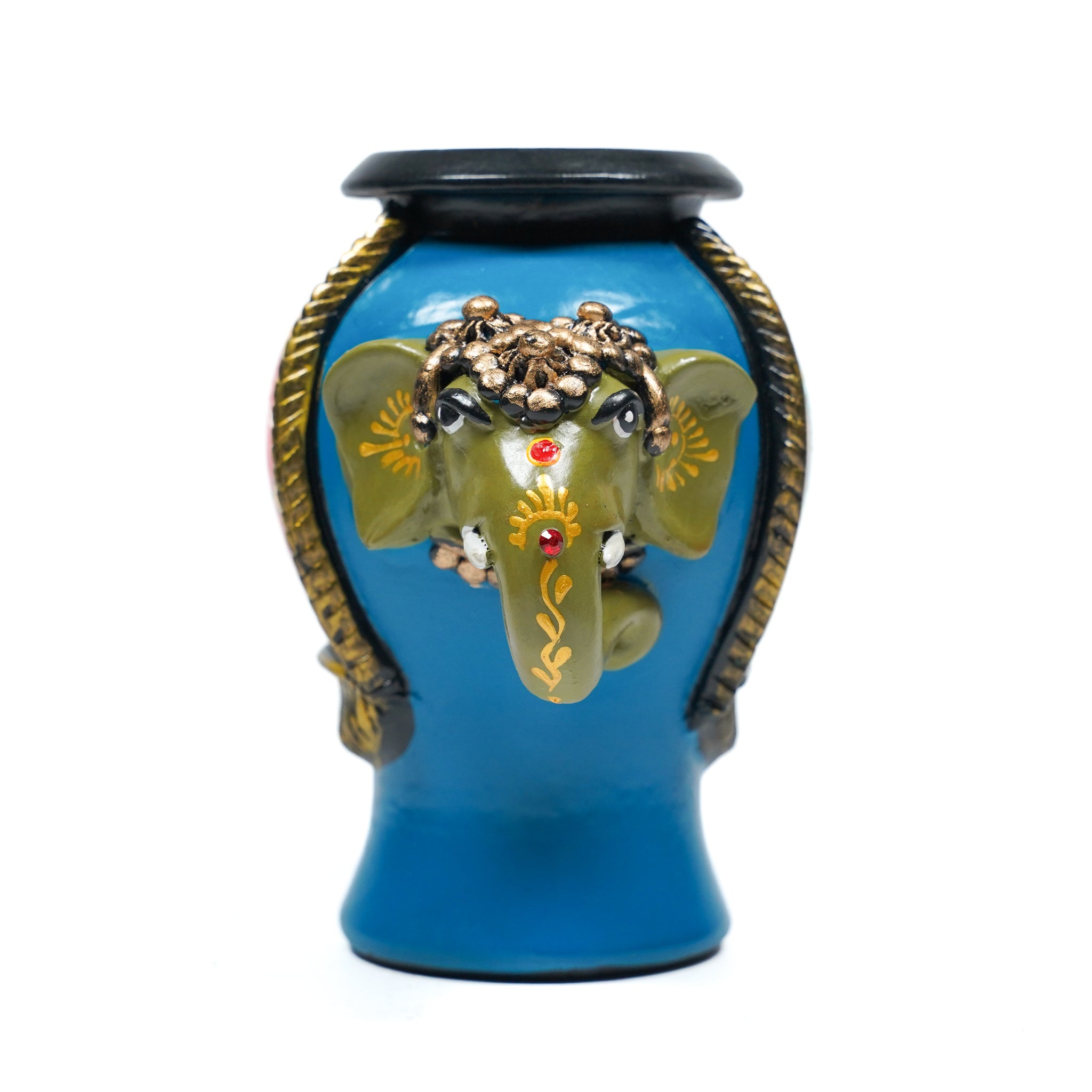 Artisan Crafted Elephant Pot with Floral Design