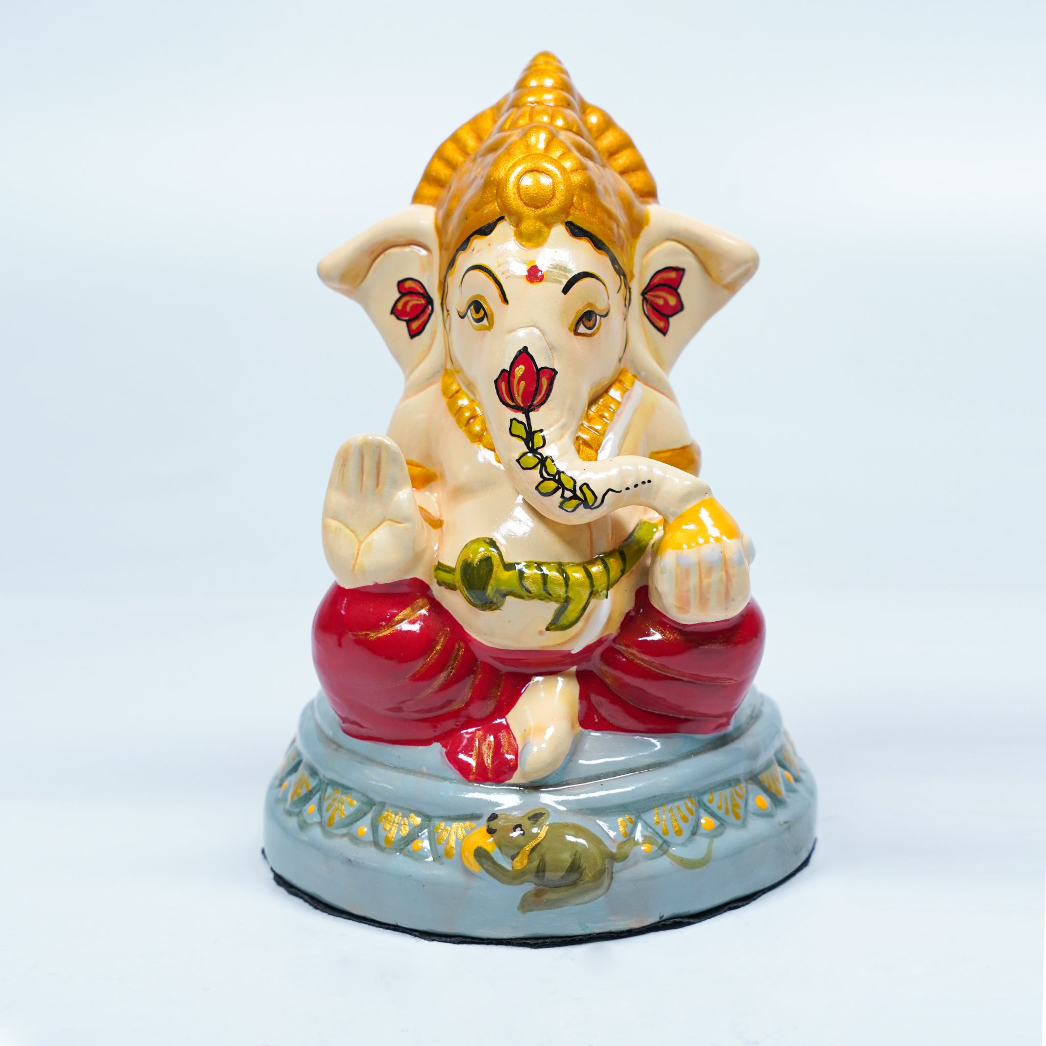 Traditional Ashirvad Ganesh Murti (Handcrafted & Painted)