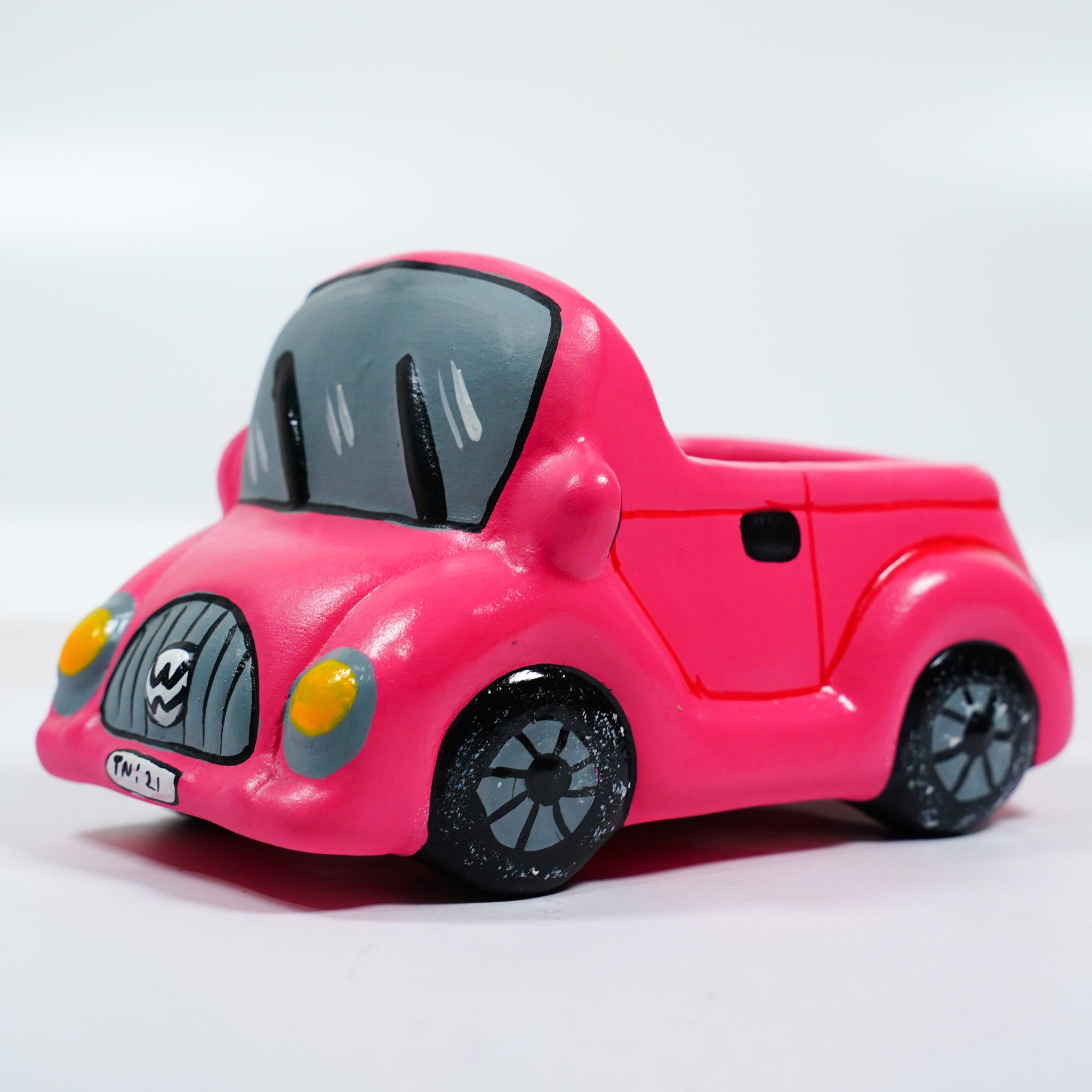 Pink Car Planter – Handcrafted Terracotta Ride