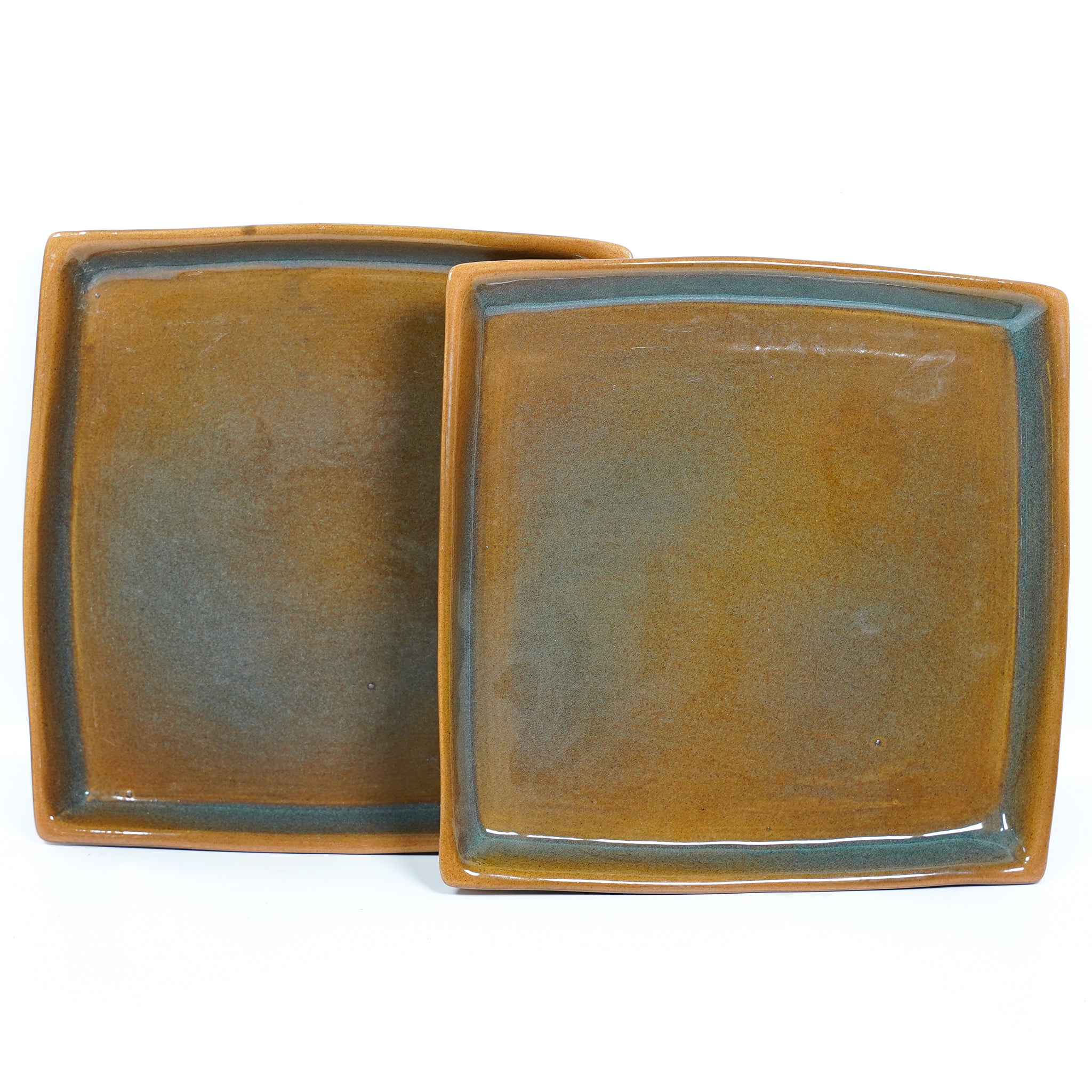 Handcrafted Square Ceramic Dinner Plates – Set of 2