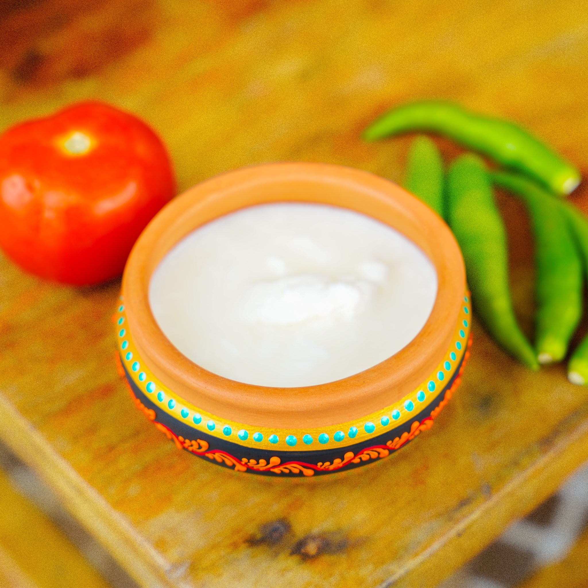 Hand-Painted Terracotta Curd Pot Set (Dahi Handi) - Set of 4