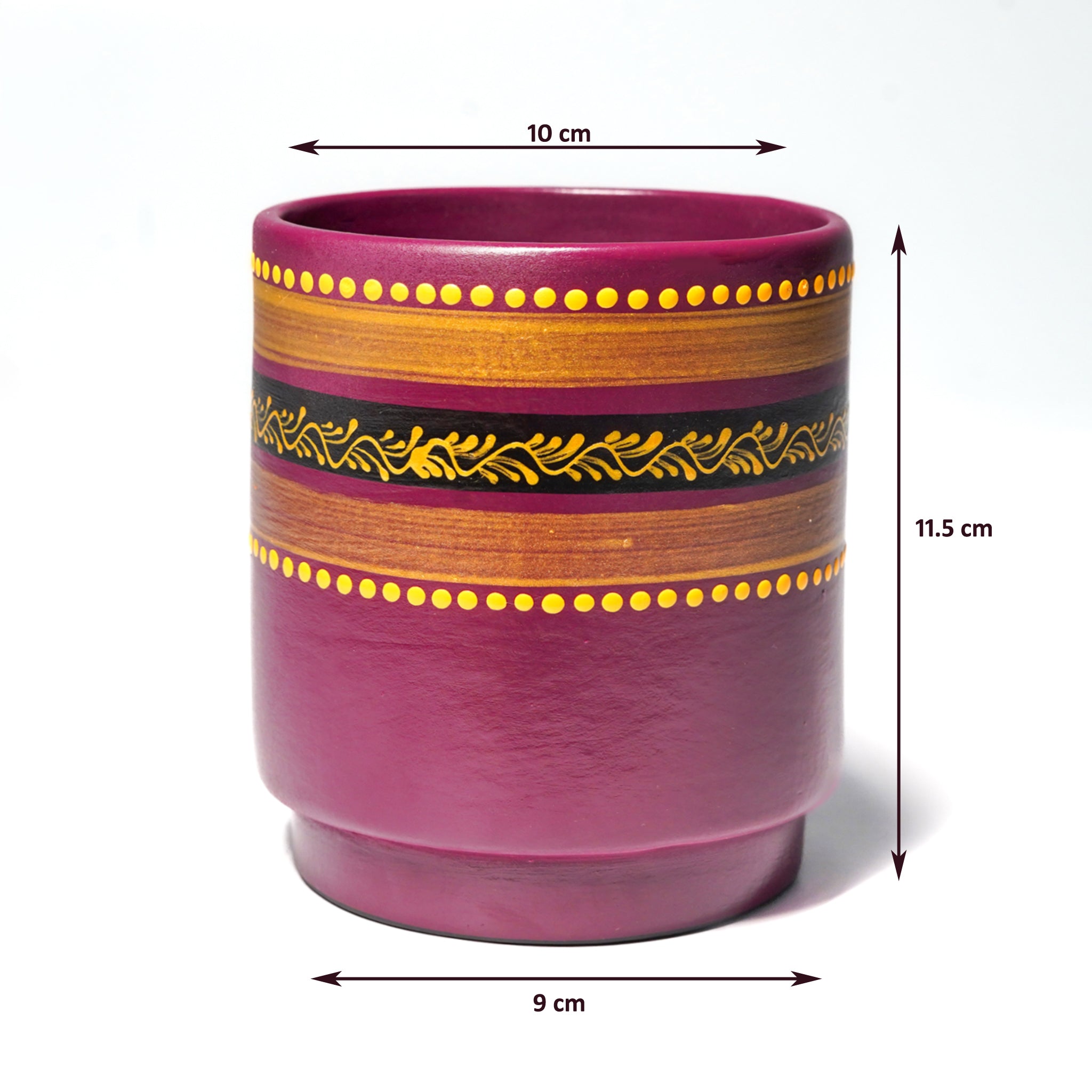 Artisan Maroon Planter with Traditional Design