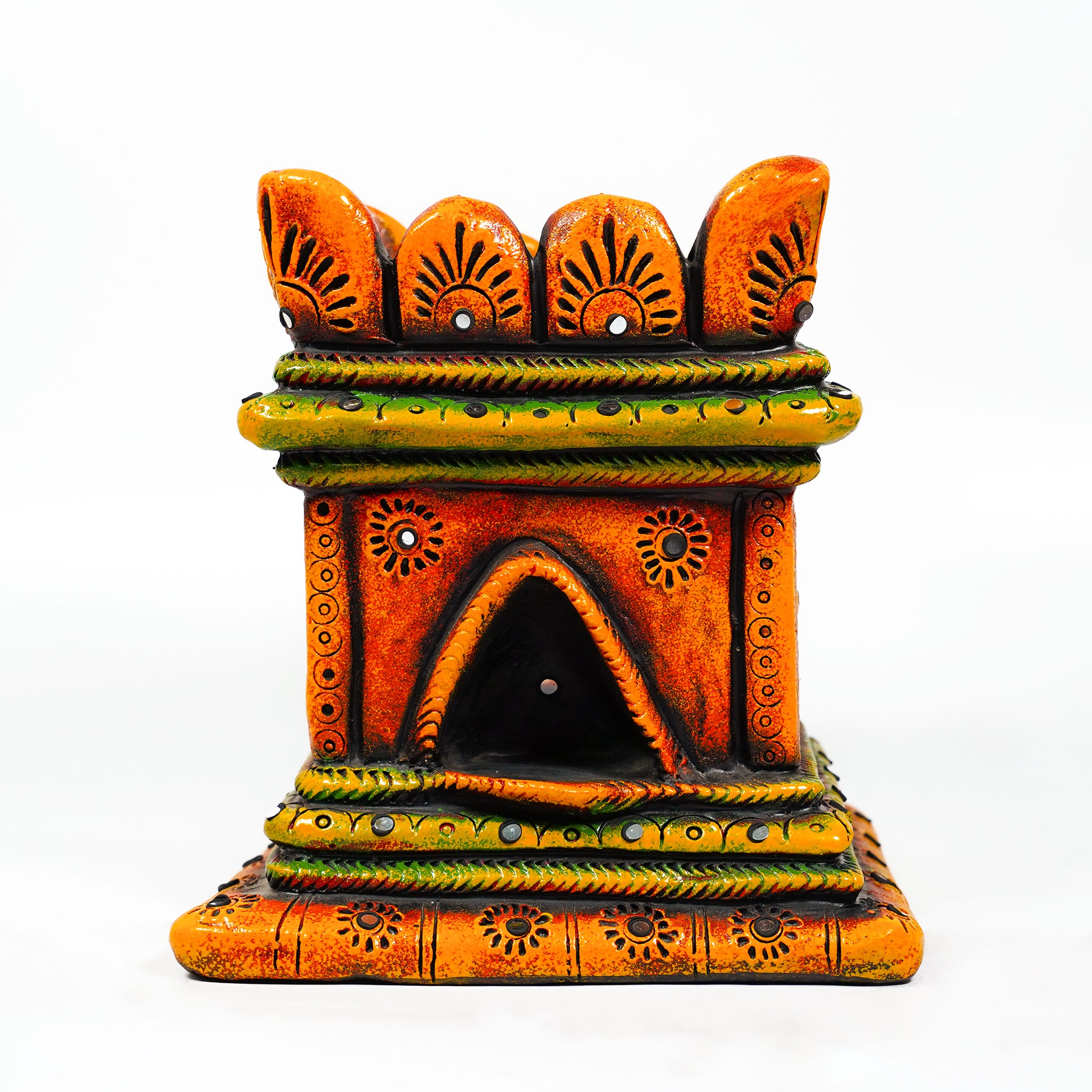 Handcrafted Terracotta Tulasi Planter – Traditional Temple Design