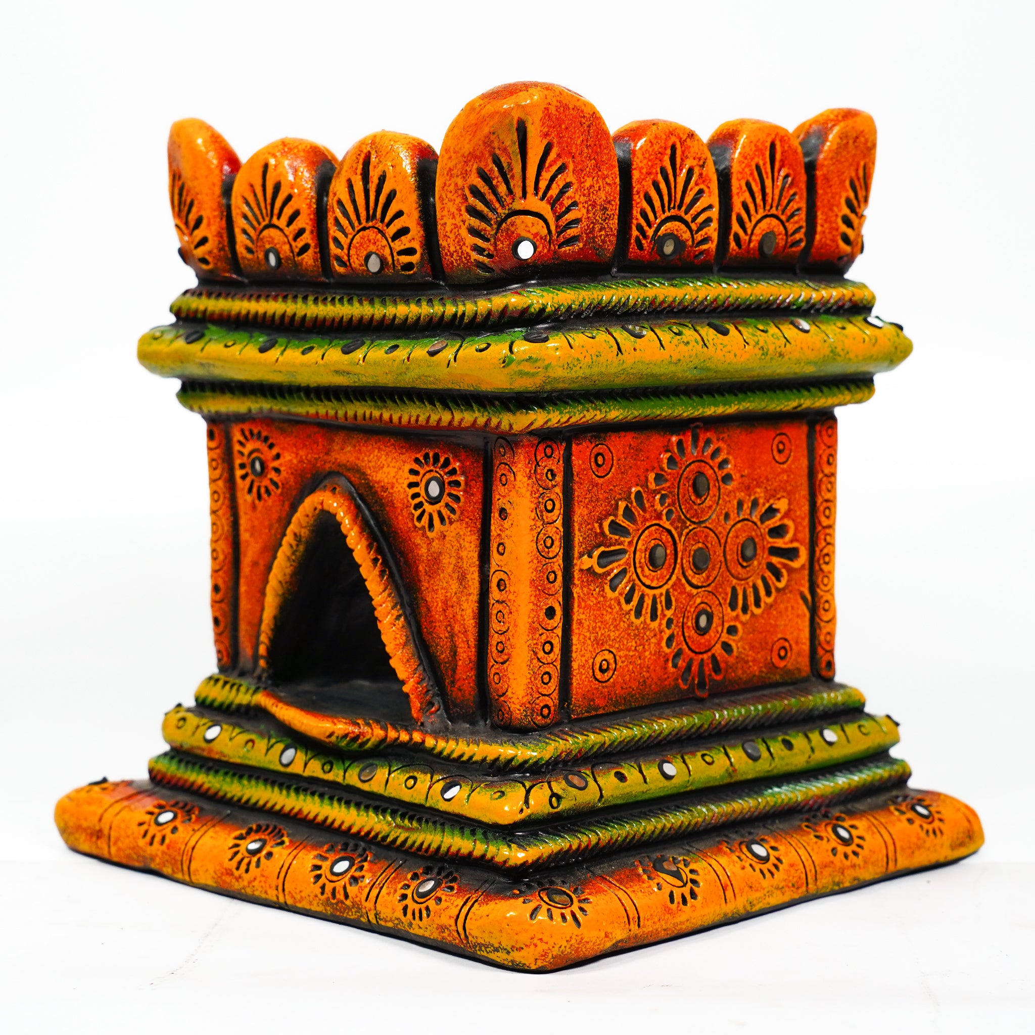 Handcrafted Terracotta Tulasi Planter – Traditional Temple Design