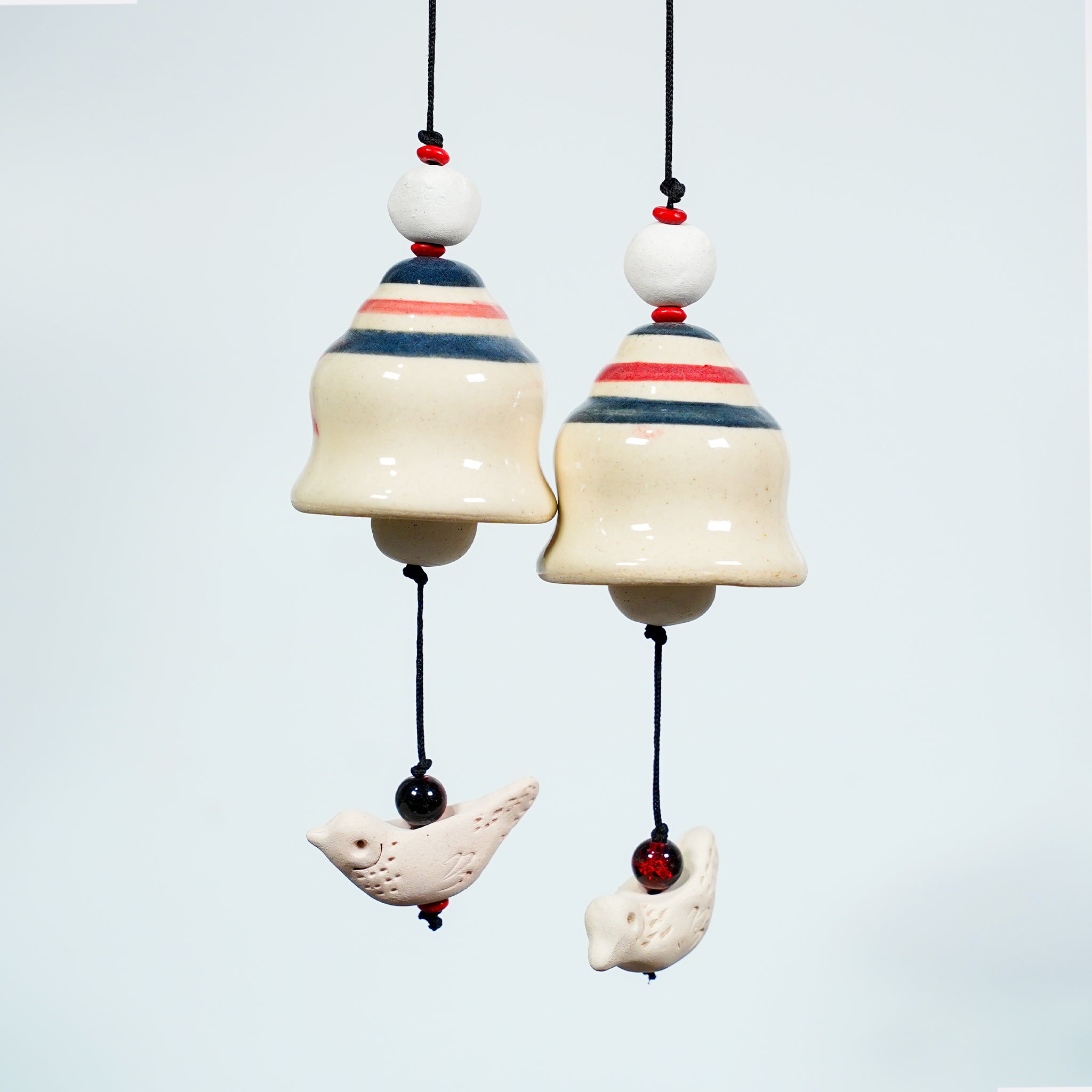Artisan Ceramic Bell thoranum with Birds – Garden & Balcony Hanging Ornament