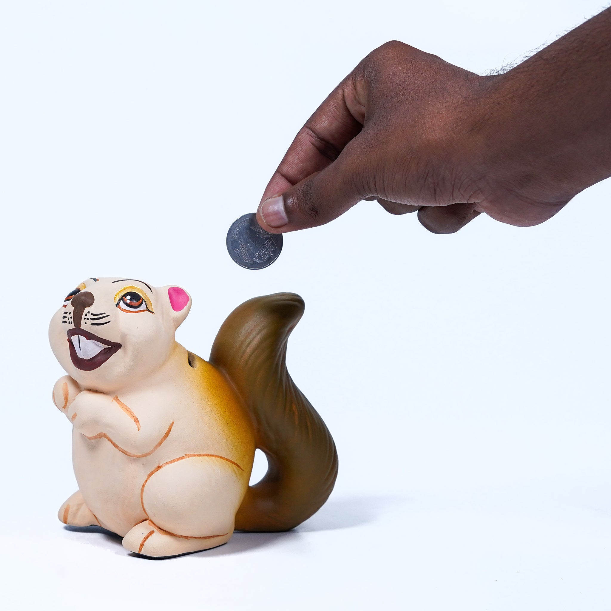 Smiley Squirrel Ceramic Coin Bank – Handcrafted Woodland Charm