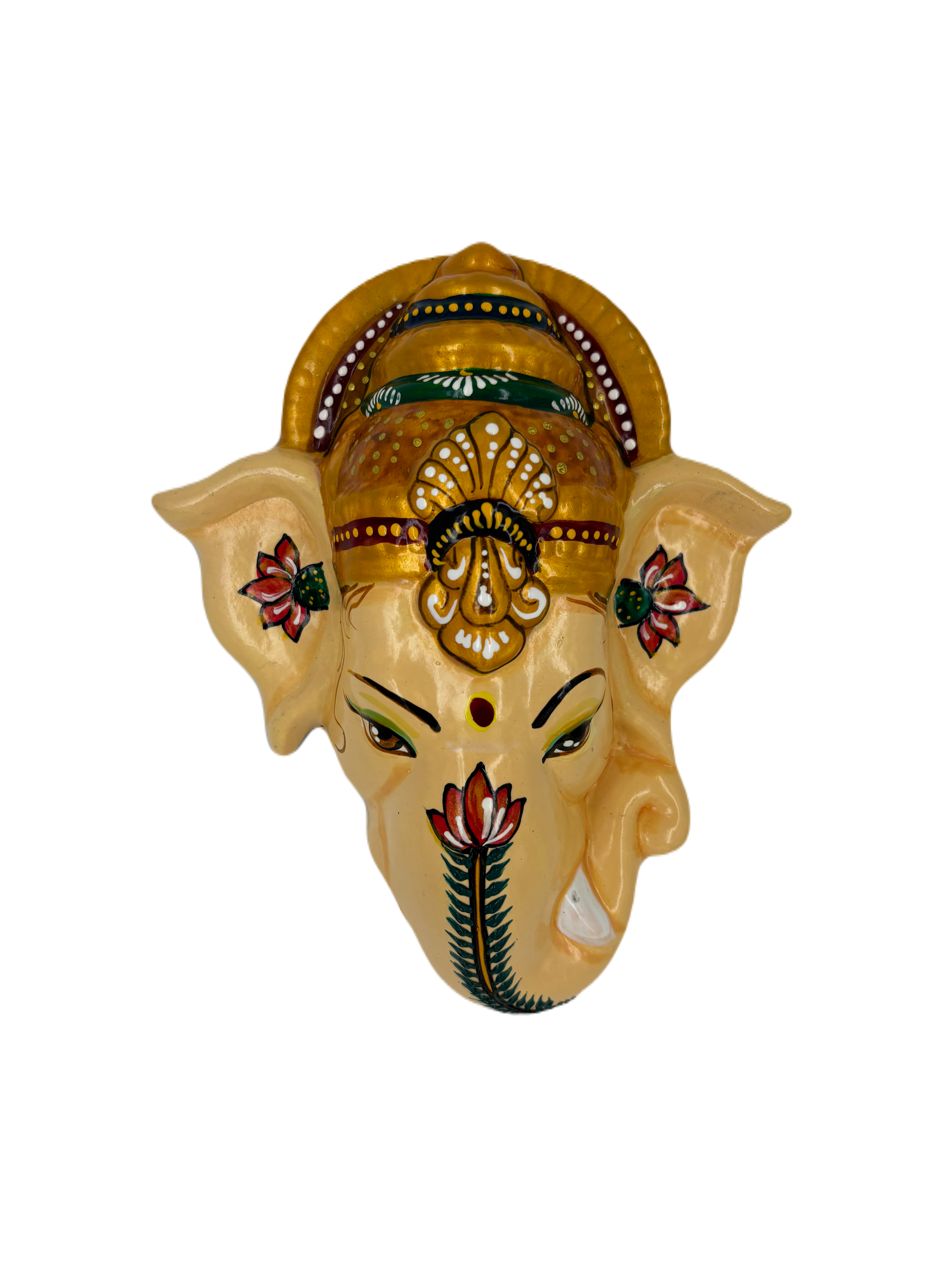 Wall Hanging Ganesha Lord Vinayagar head statue (Multi Colour, Medium)