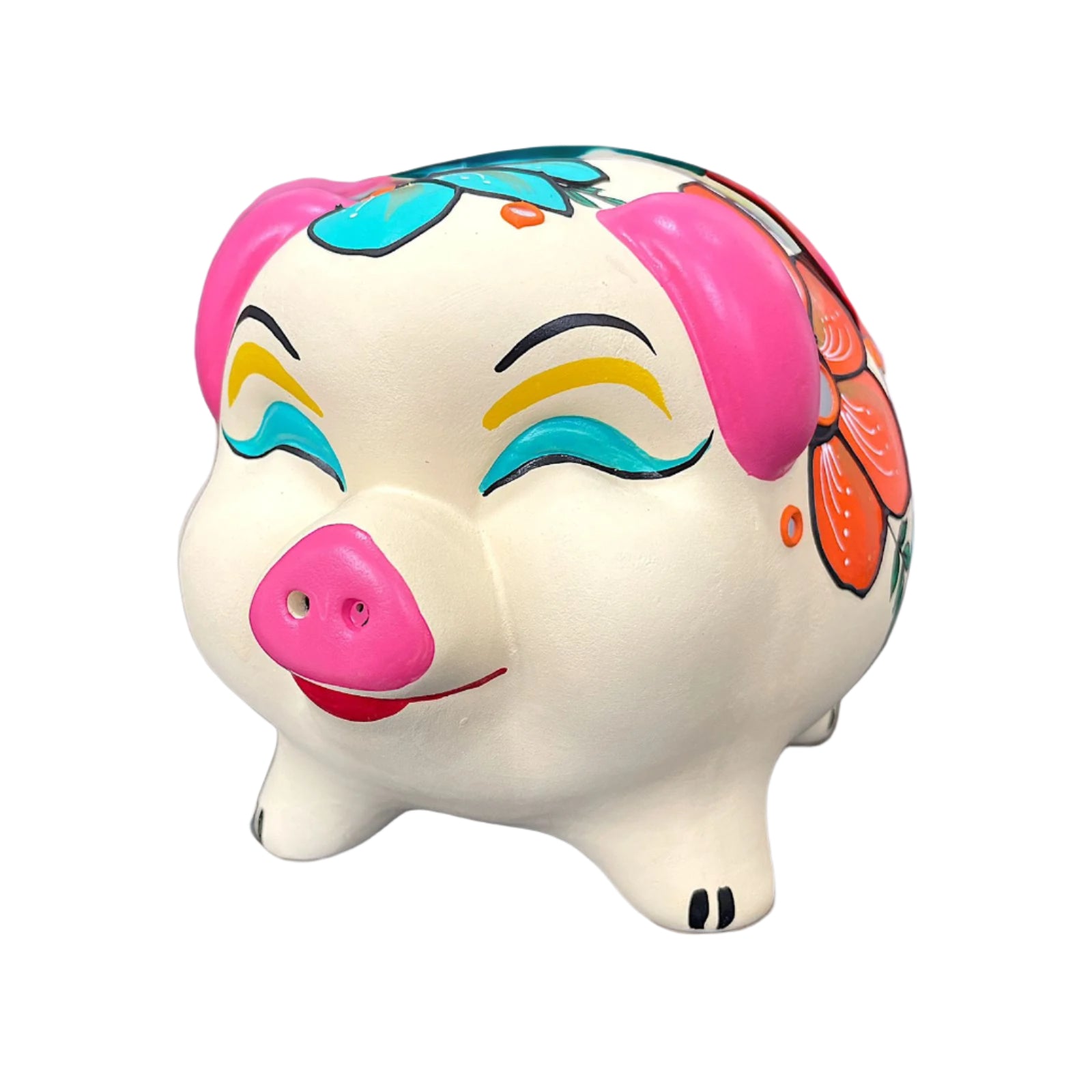 Piggy Coin Bank Full Floral Ceramic (Without Glaze) Kids Saving Bank