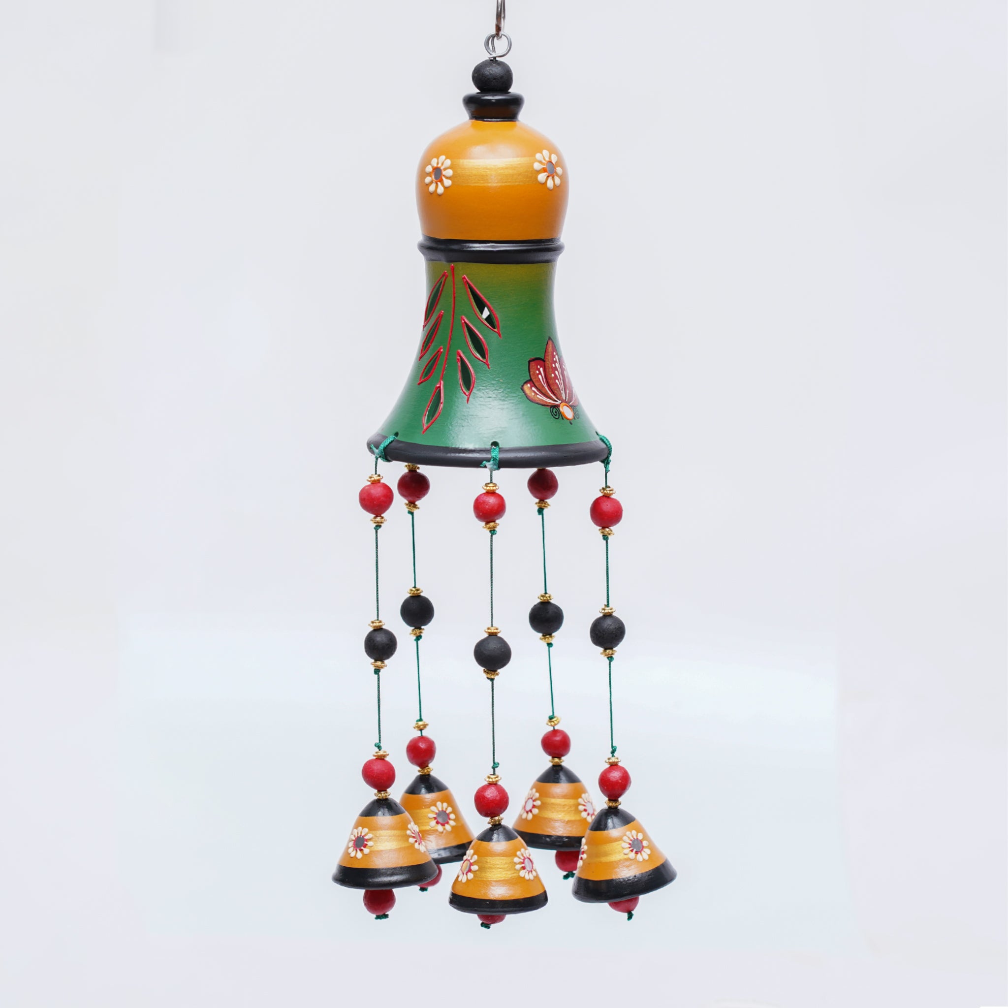 Artisanal Terracotta Wind Chime with Beads & Bells