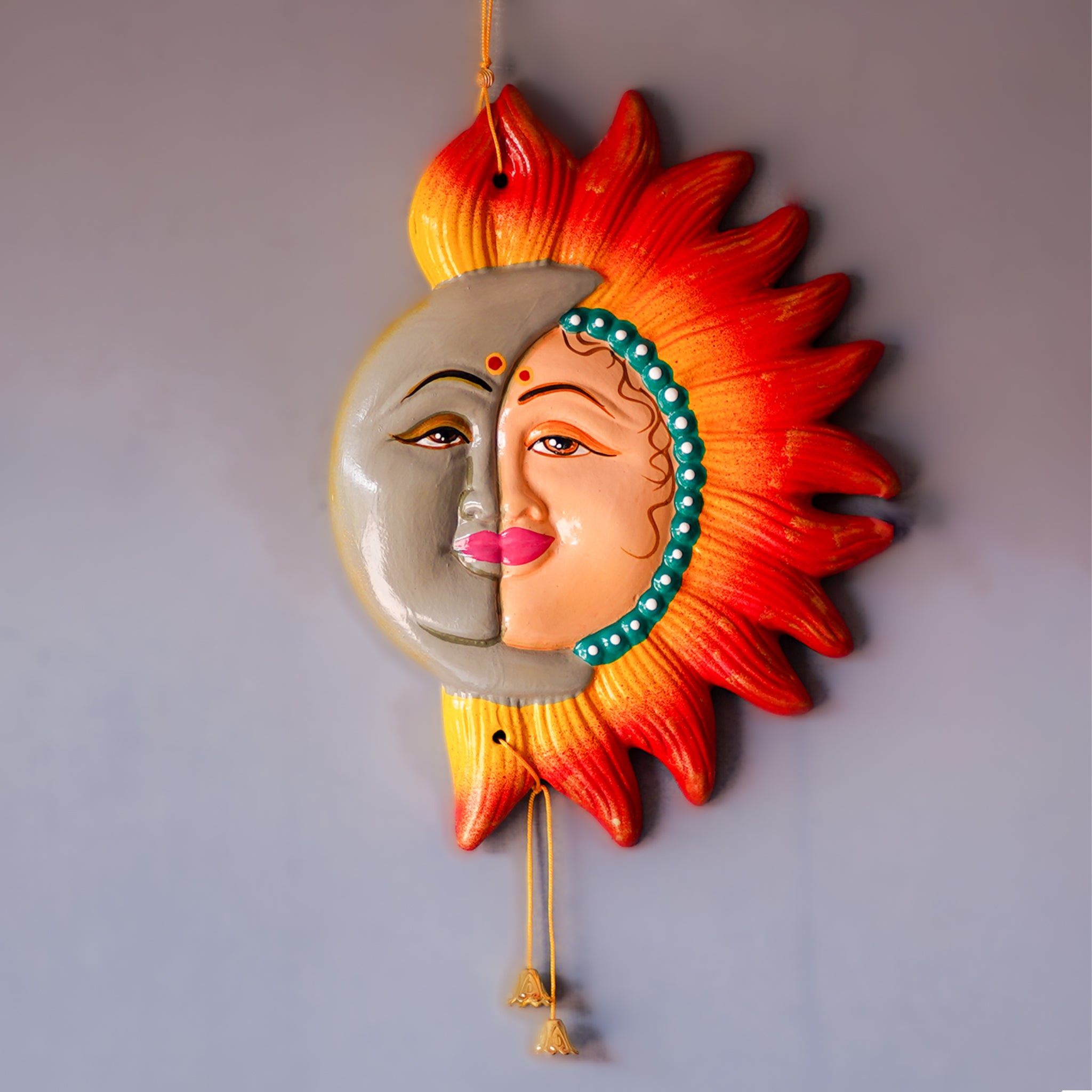 Decorative Wall Hanging Decor Sun Moon Face Multi Colour