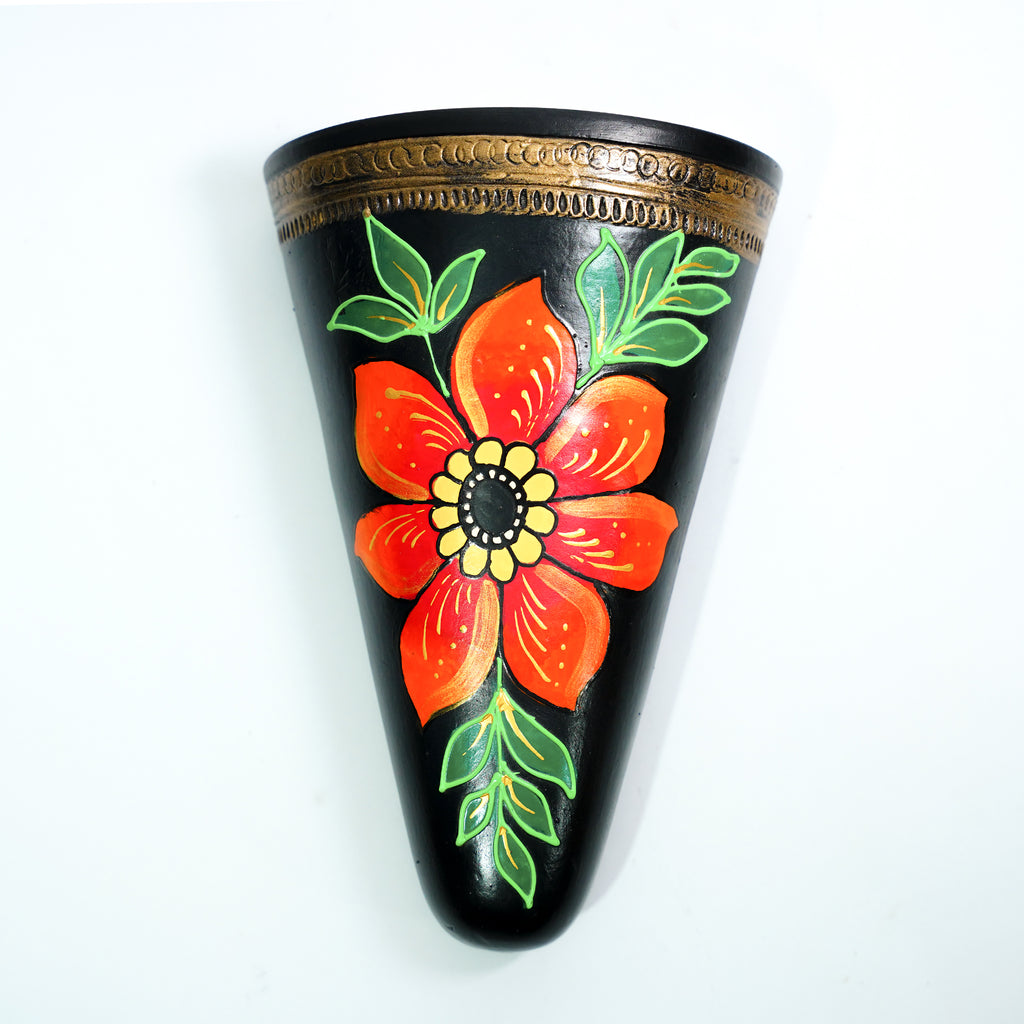Ethnic Terracotta Wall Planter – Red Blossom Design