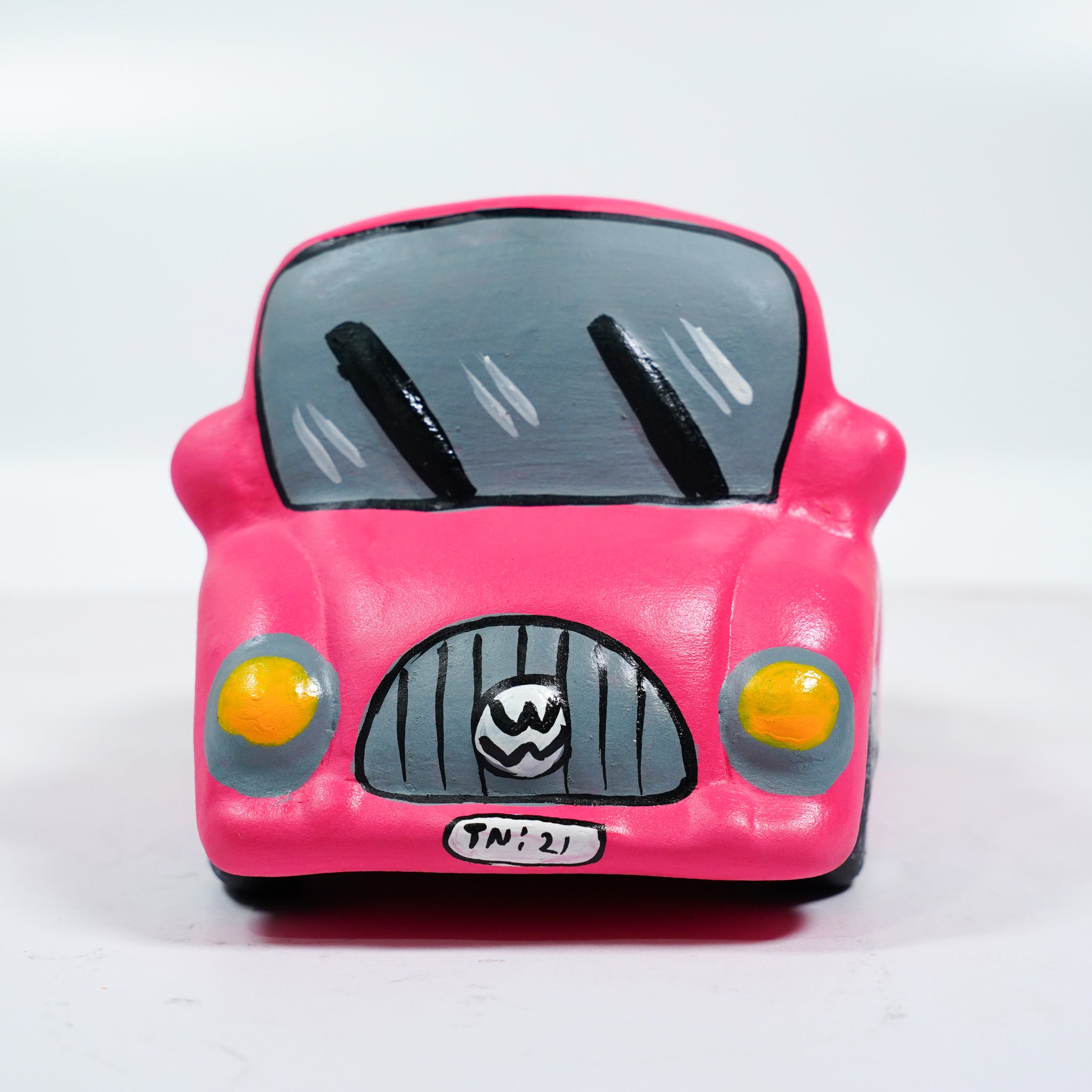 Pink Car Planter – Handcrafted Terracotta Ride