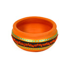Hand-Painted Terracotta Curd Pot Set (Dahi Handi) - Set of 4