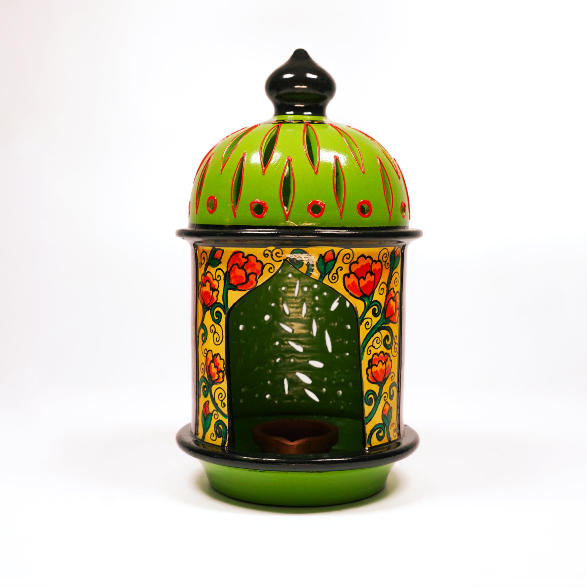 Colorful Terracotta Round Hut Agal with Tea Light