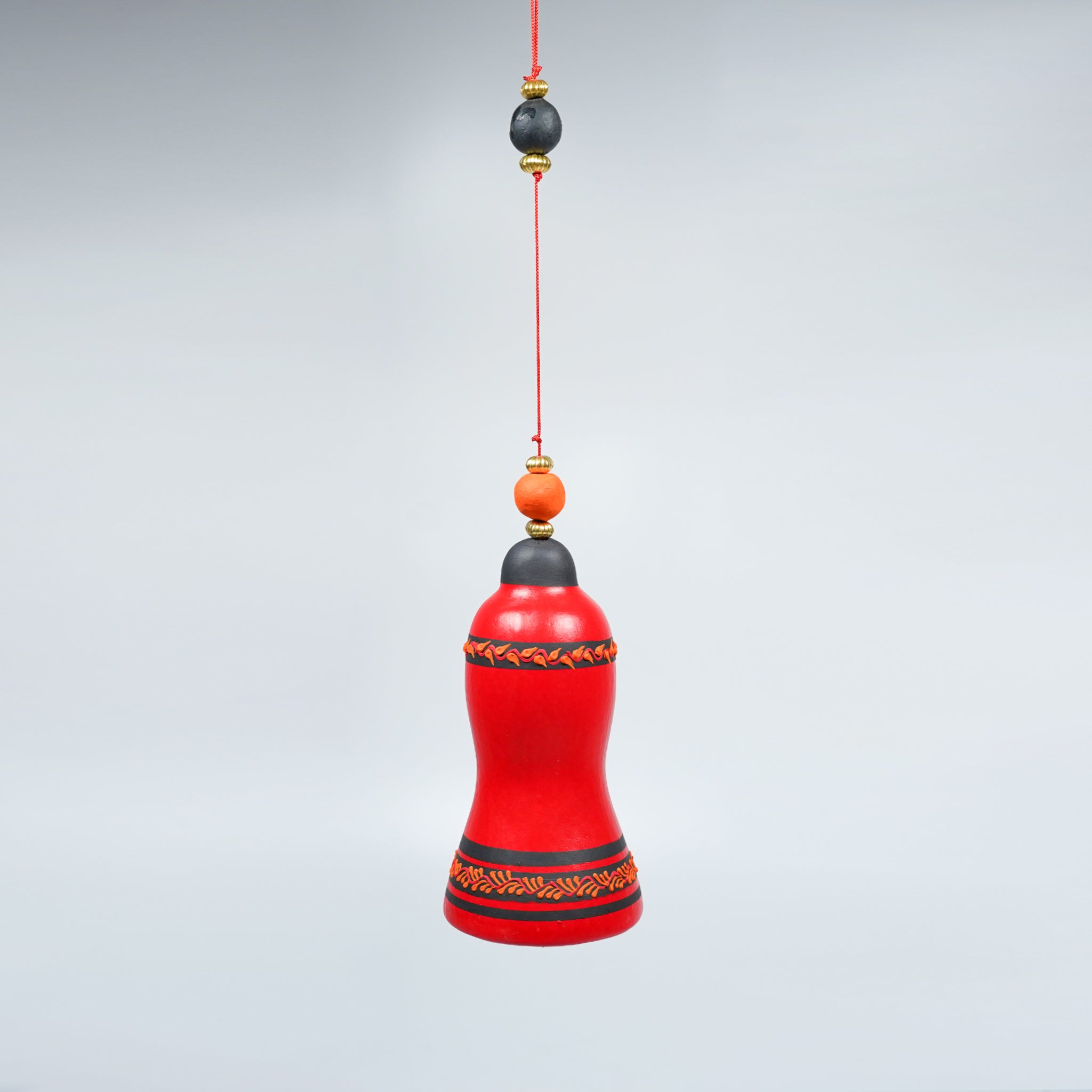 Handcrafted Hanging Rope Bell – Traditional Terracotta Décor