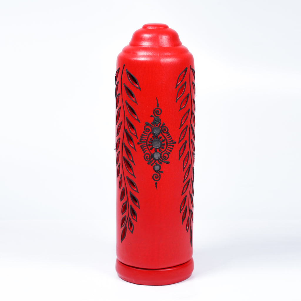 Terracotta Incense Holder – Carved Leaf Pattern