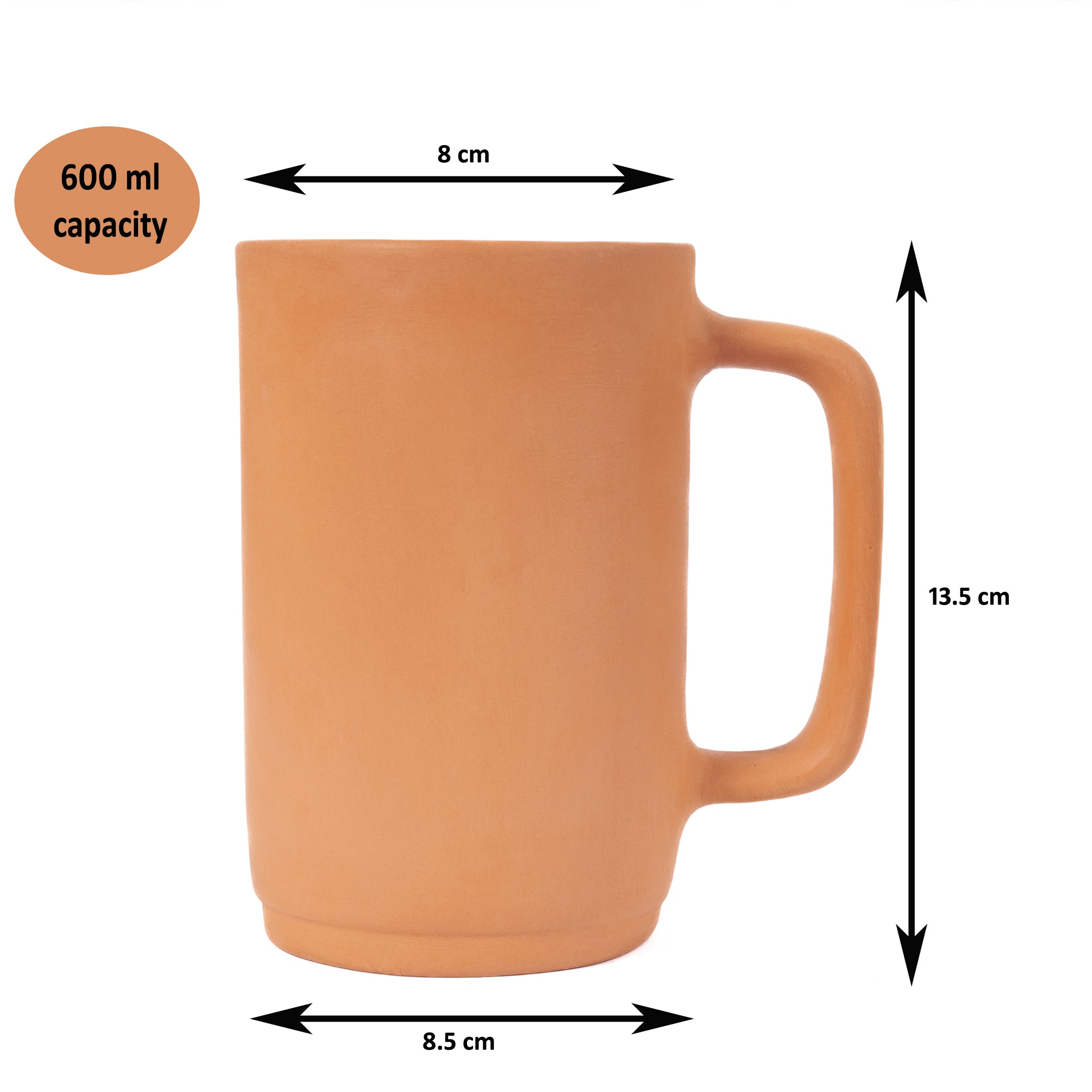 Terracotta Water & Beer Mug Set of 2 - 600ml