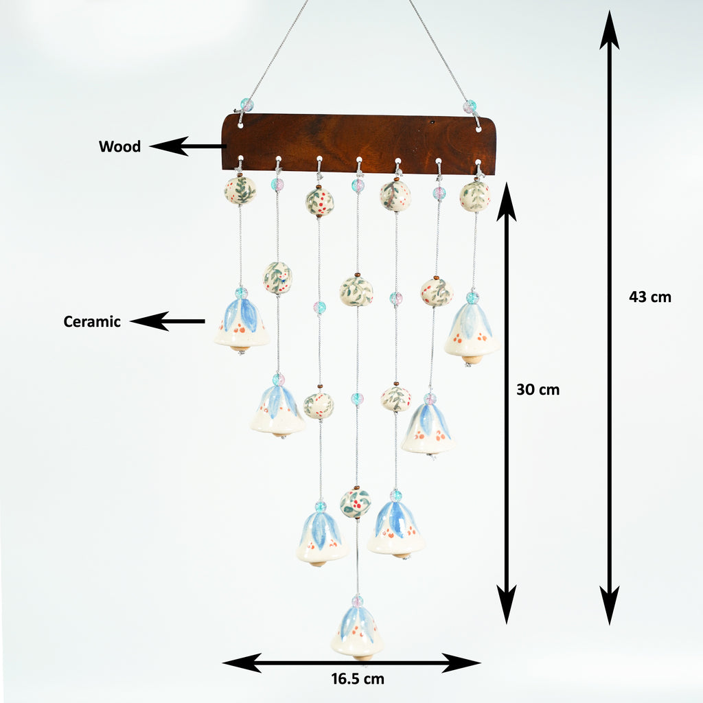 Artisan Ceramic Wind Chime with Hand-Painted Bells – Soothing Sound for Home Decor