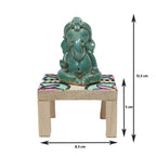 Traditional Handmade Ceramic Ganesh Murti on Wooden Platform