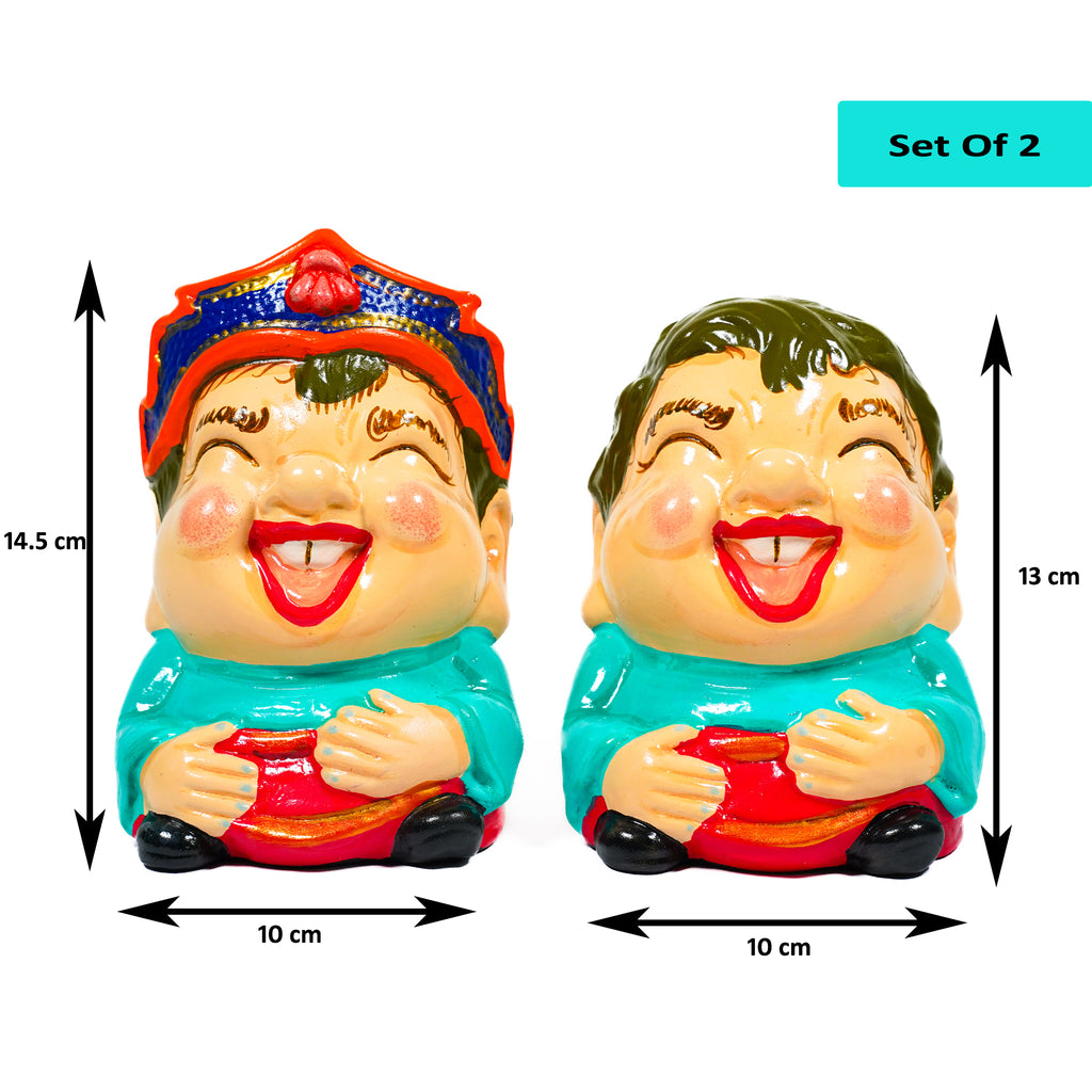 Set of 2 Ceramic Laughing Baby Piggy Banks