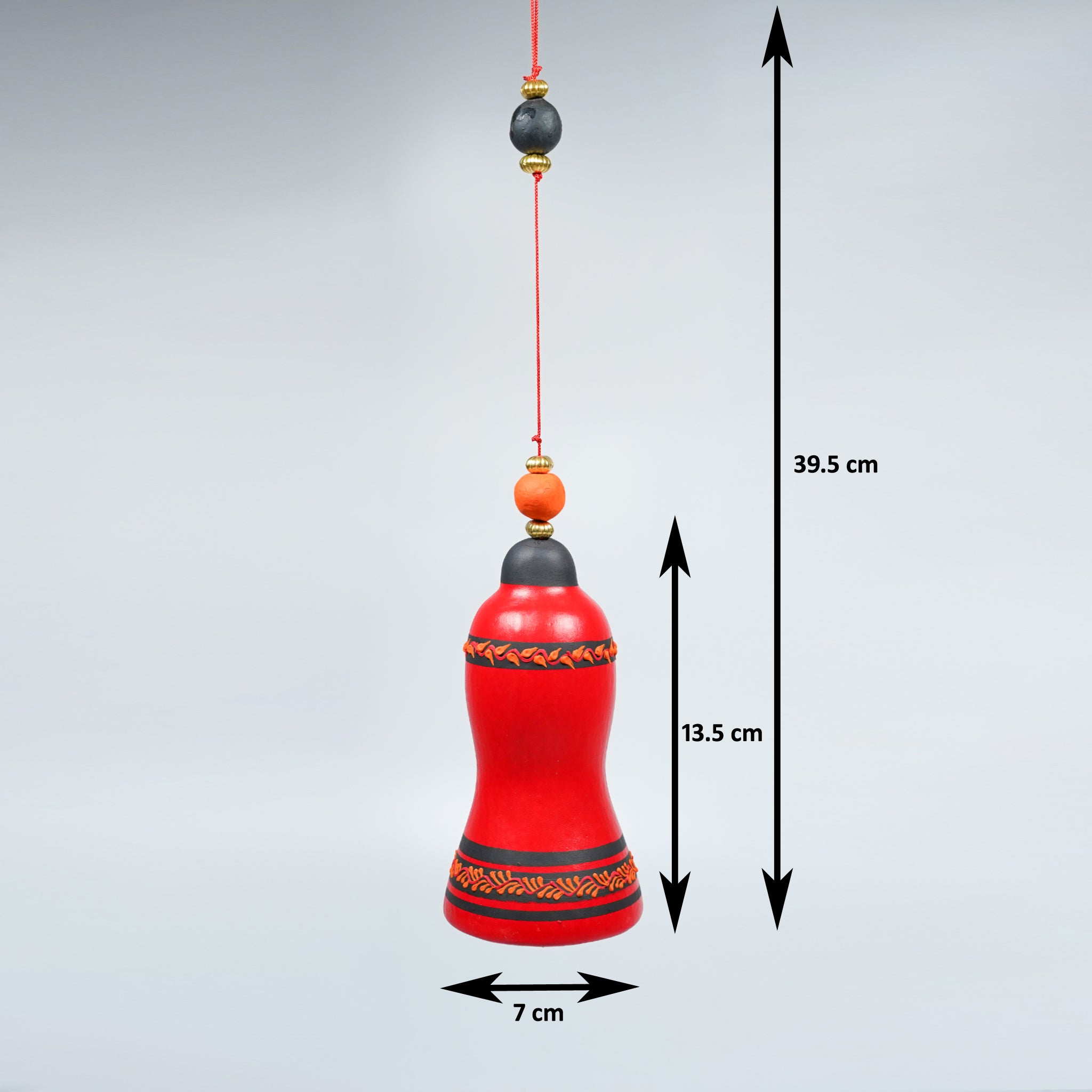 Handcrafted Hanging Rope Bell – Traditional Terracotta Décor