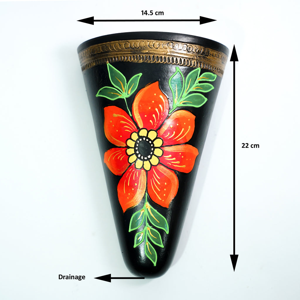 Ethnic Terracotta Wall Planter – Red Blossom Design