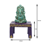 Decorative Ceramic Ganesha with Painted Wooden Base