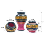Small Hand-Painted Pot Set – Pink & Gold Lotus Motif