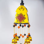 Handcrafted Yellow Bell Wall Hanging – Ethnic Ceramic Wind Chime for Home Decor