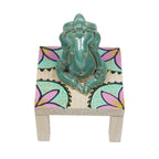 Traditional Handmade Ceramic Ganesh Murti on Wooden Platform