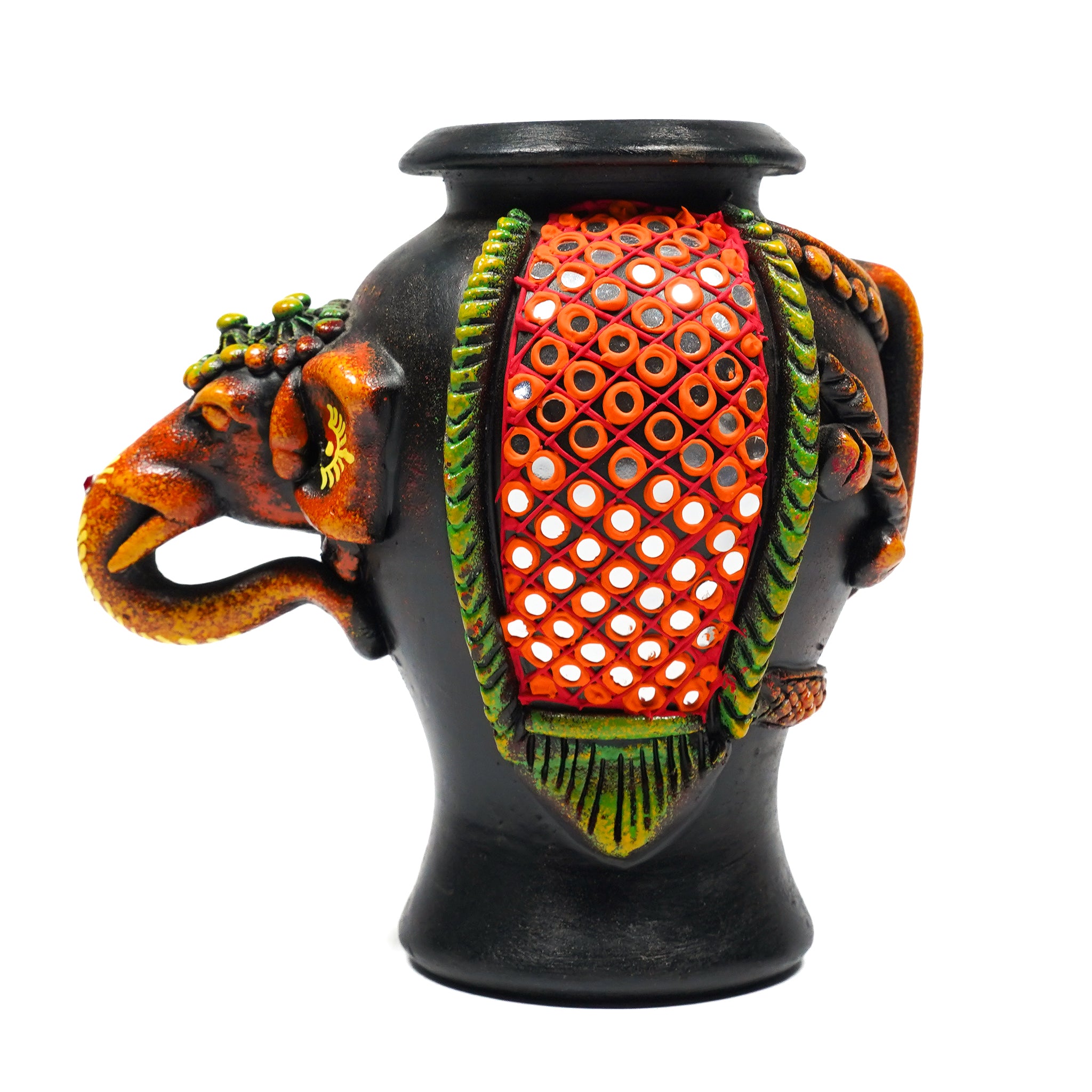Handcrafted Elephant-Shaped Decorative Pot – Antique Finish