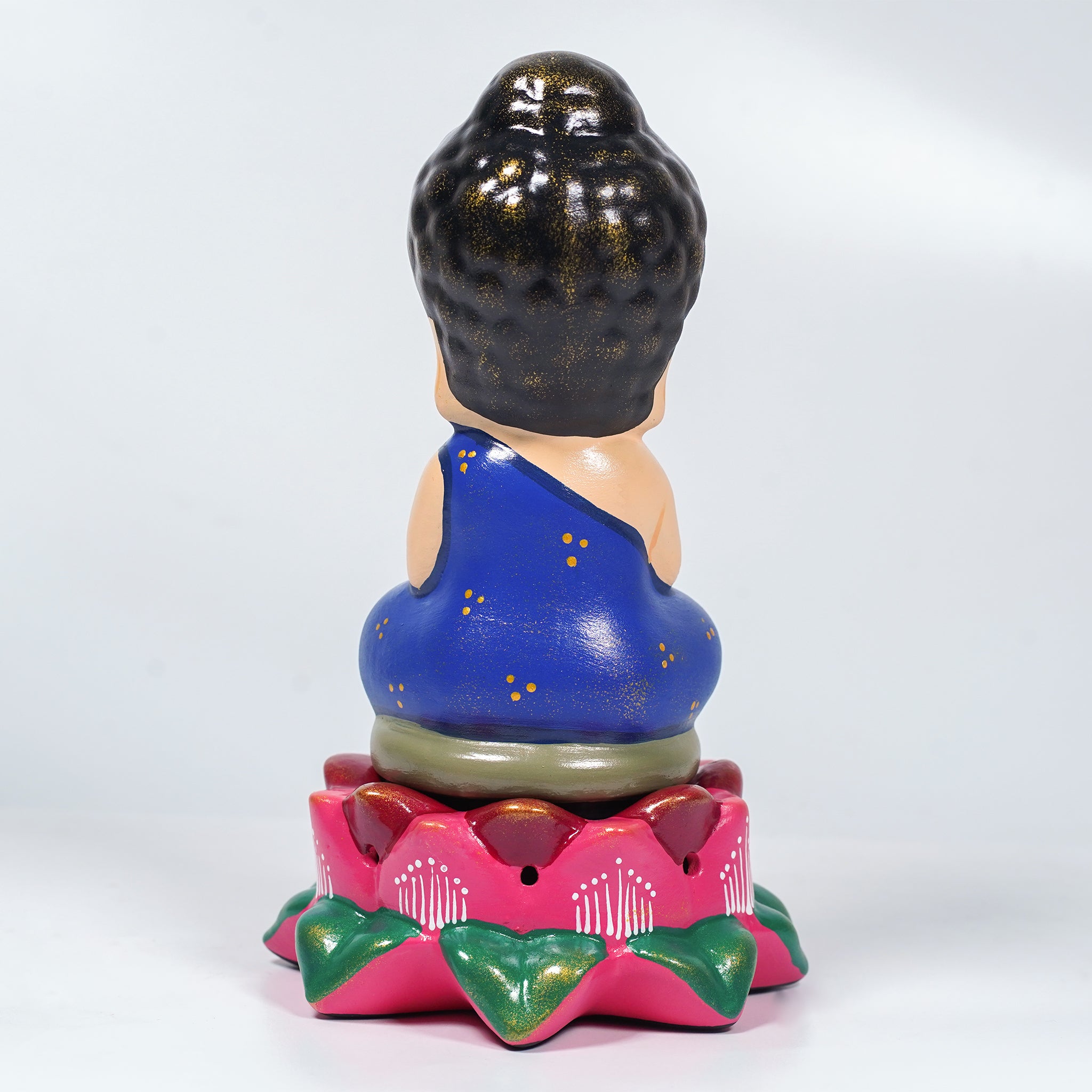 Lotus Buddha Earthenware Sculpture – Handcrafted Clay Decor