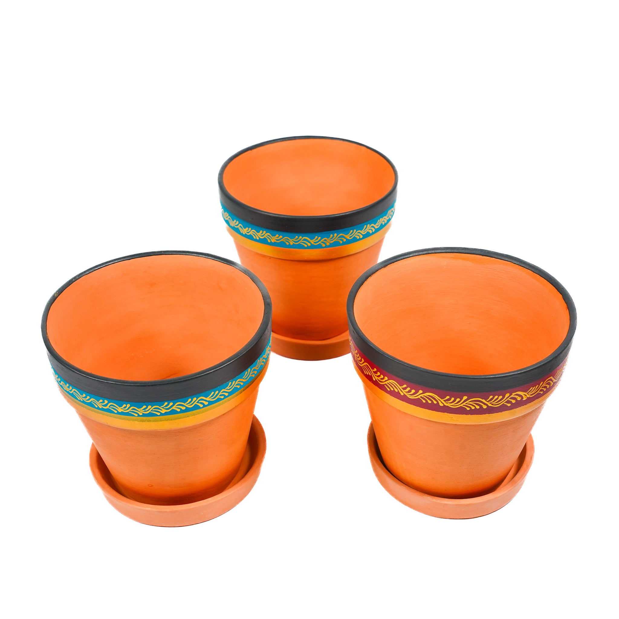 Vibrant Orange Indoor/Outdoor Decorative Planter Set (3 Pack)
