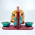 Wooden Base Wall Ganesha Agal Set – Handmade Decorative Pair