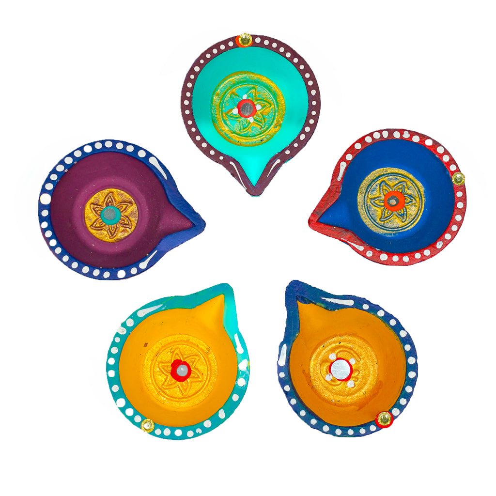 Ethnic Diya Lamp Set – 12 Hand-Painted Agals for Festive Decor