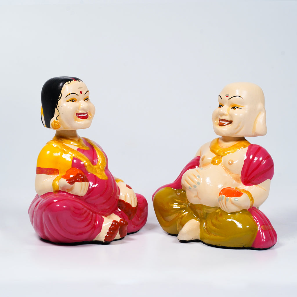 Handmade Clay Chettiar Pair – Festive Ethnic Showpiece