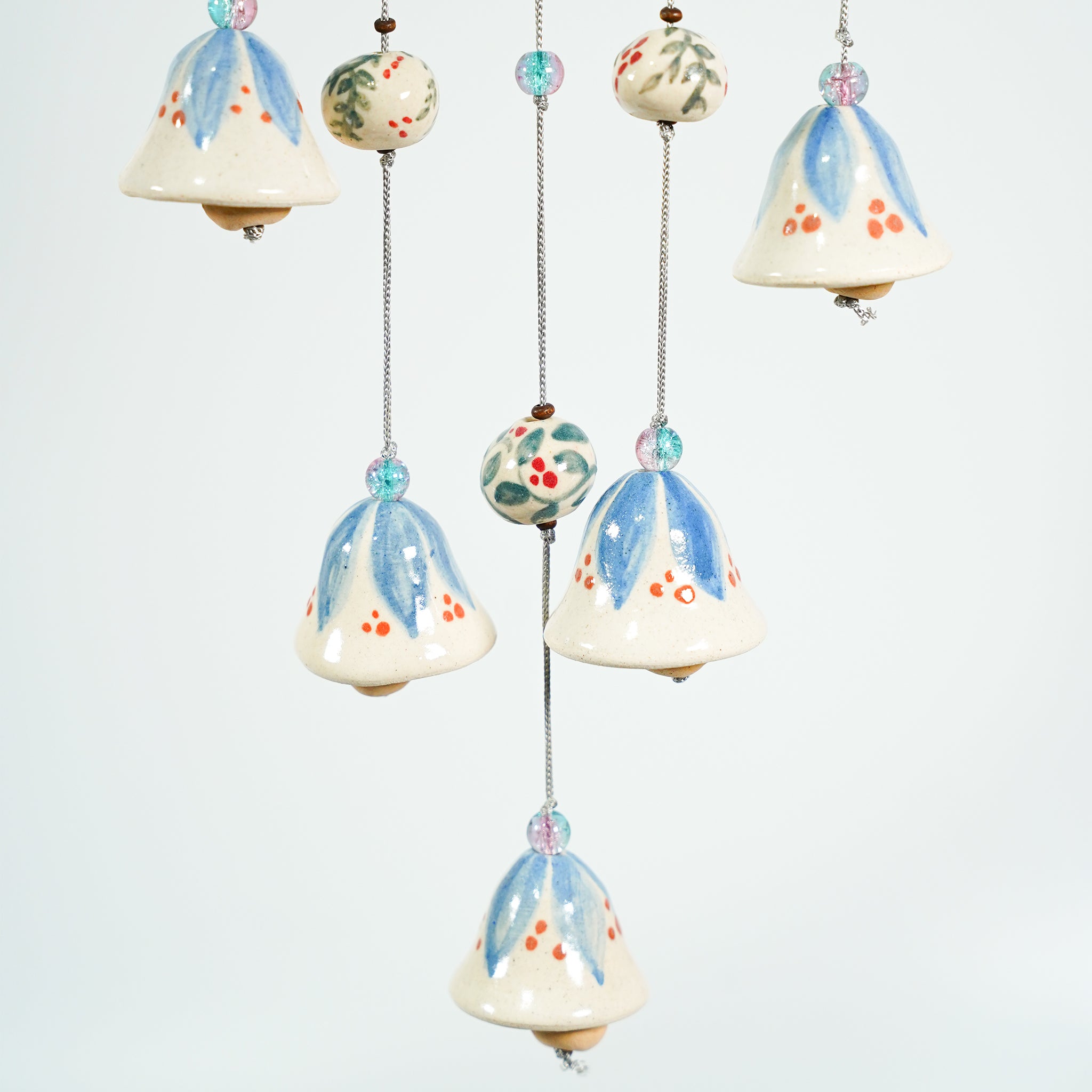 Artisan Ceramic Wind Chime with Hand-Painted Bells – Soothing Sound for Home Decor