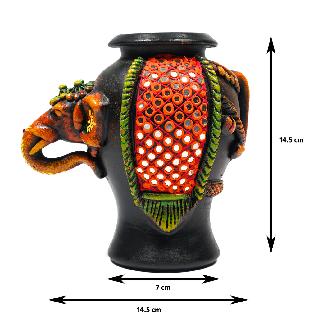 Handcrafted Elephant-Shaped Decorative Pot – Antique Finish