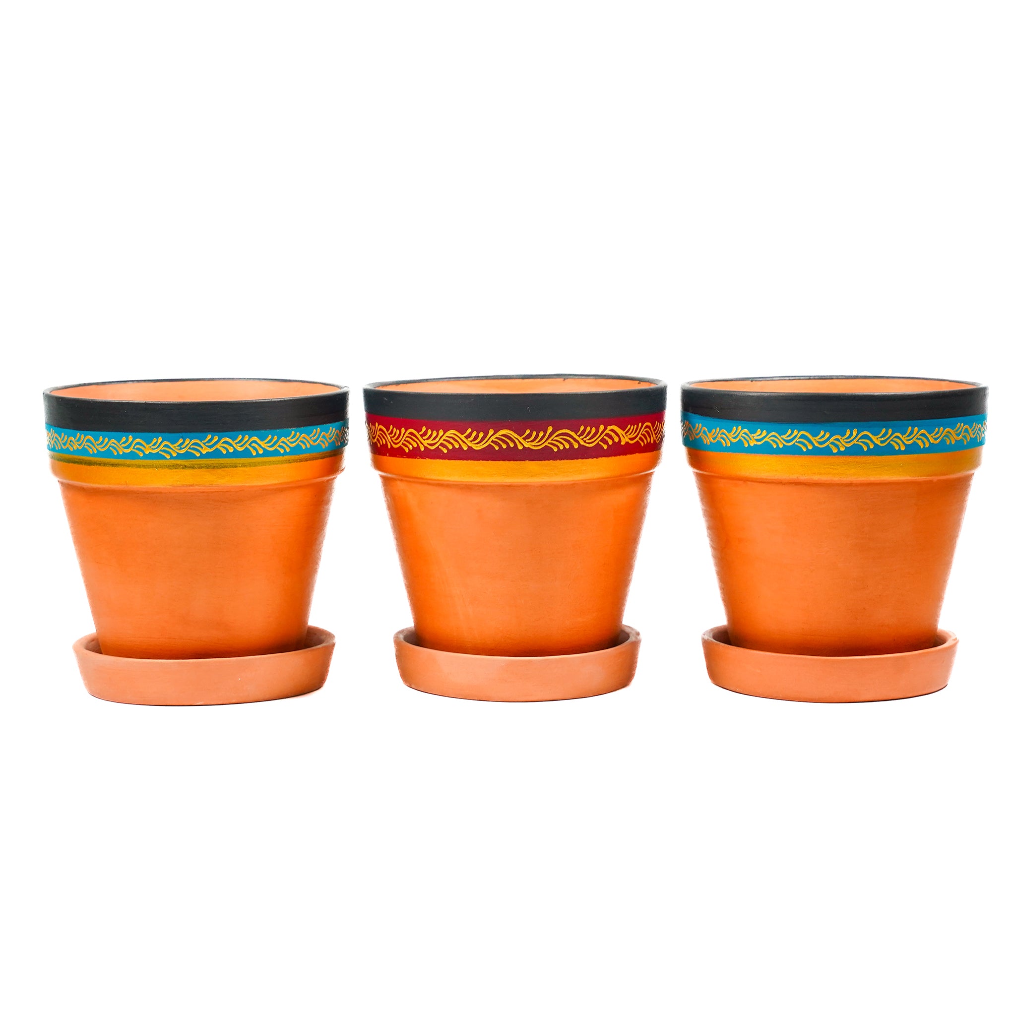 Vibrant Orange Indoor/Outdoor Decorative Planter Set (3 Pack)