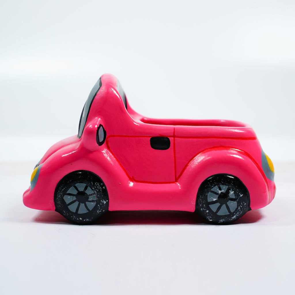 Pink Car Planter – Handcrafted Terracotta Ride