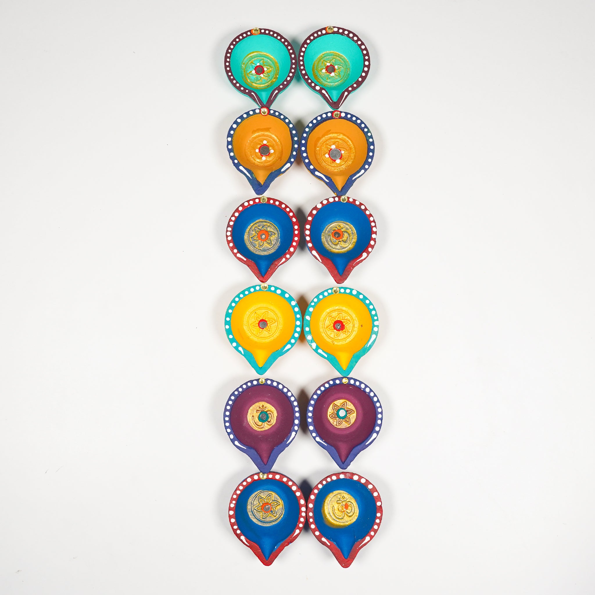 Ethnic Diya Lamp Set – 12 Hand-Painted Agals for Festive Decor