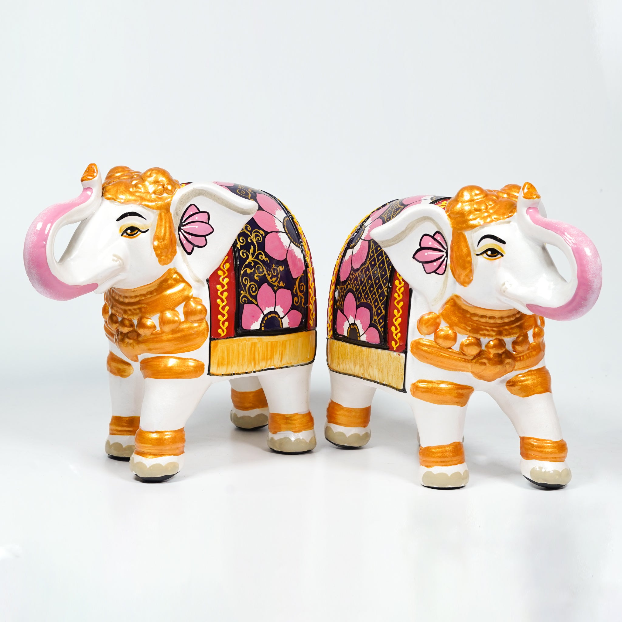 Majestic Clay Elephant Duo – Traditional Earthenware Home Accent