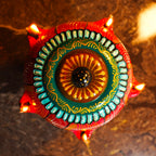 Festive Painted Lotus Oil Lamp for Home Décor