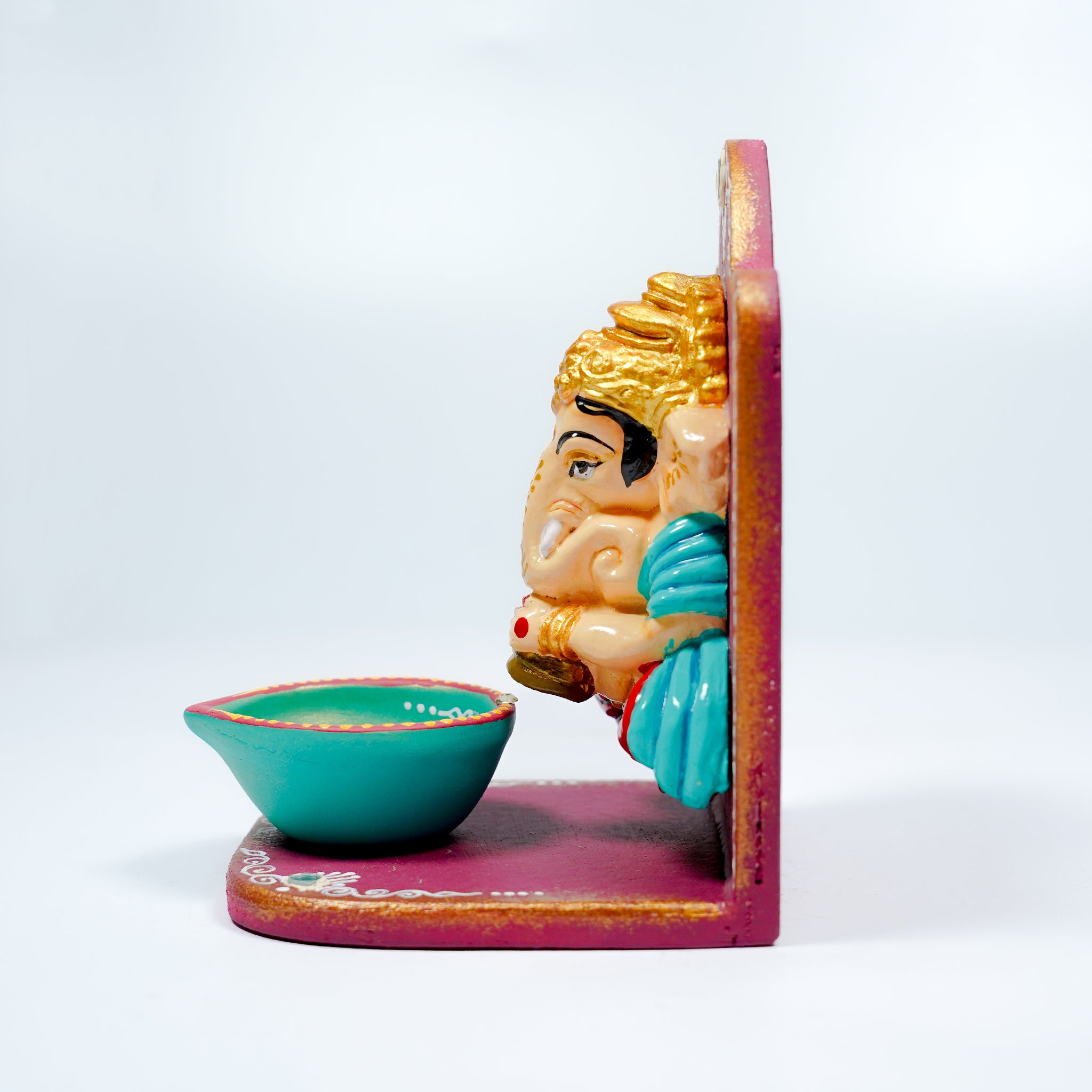 Wooden Base Wall Ganesha Agal Set – Handmade Decorative Pair