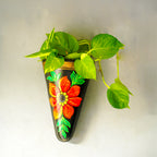 Ethnic Terracotta Wall Planter – Red Blossom Design