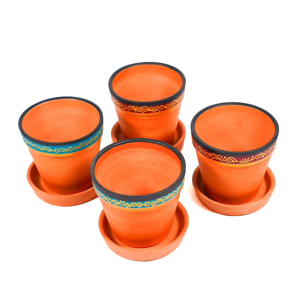 Vibrant Orange Indoor/Outdoor Decorative Planter Set (4 Pack)