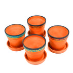 Vibrant Orange Indoor/Outdoor Decorative Planter Set (4 Pack)